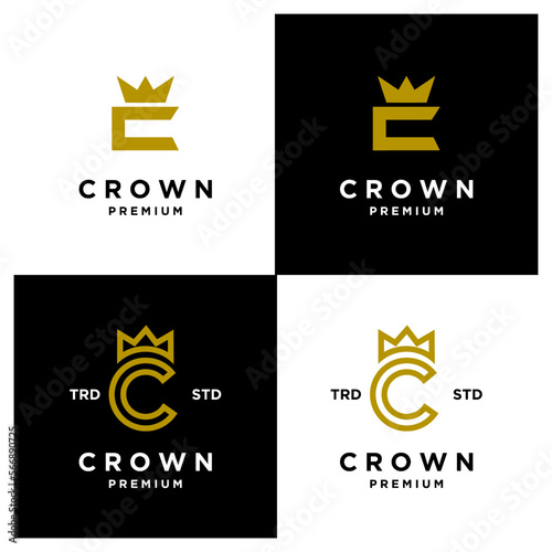 Crown letter C logo icon design template modern set collection