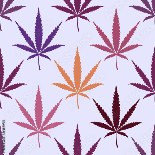 Cannabis seamless pattern. Marijuana leaves hemp background. Vector
