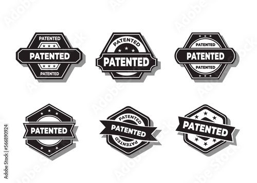 Patented Stamp Vector Set Over a White Background