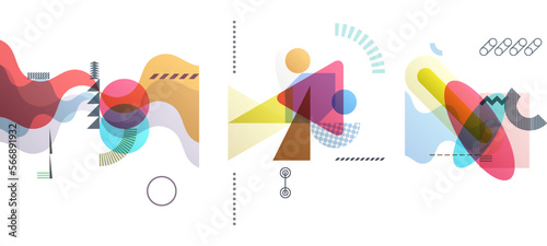 Abstract geometric design. Vector illustration made of various overlapping elements. Applicable for banners, placards, posters, flyers.