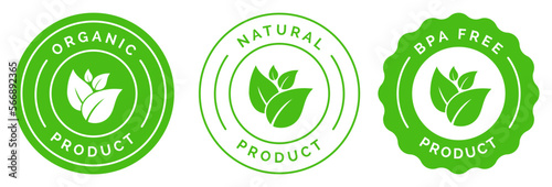 Natural Product Vector Icon Circle Sign. Healthy Food Emblem. Organic food Badge.