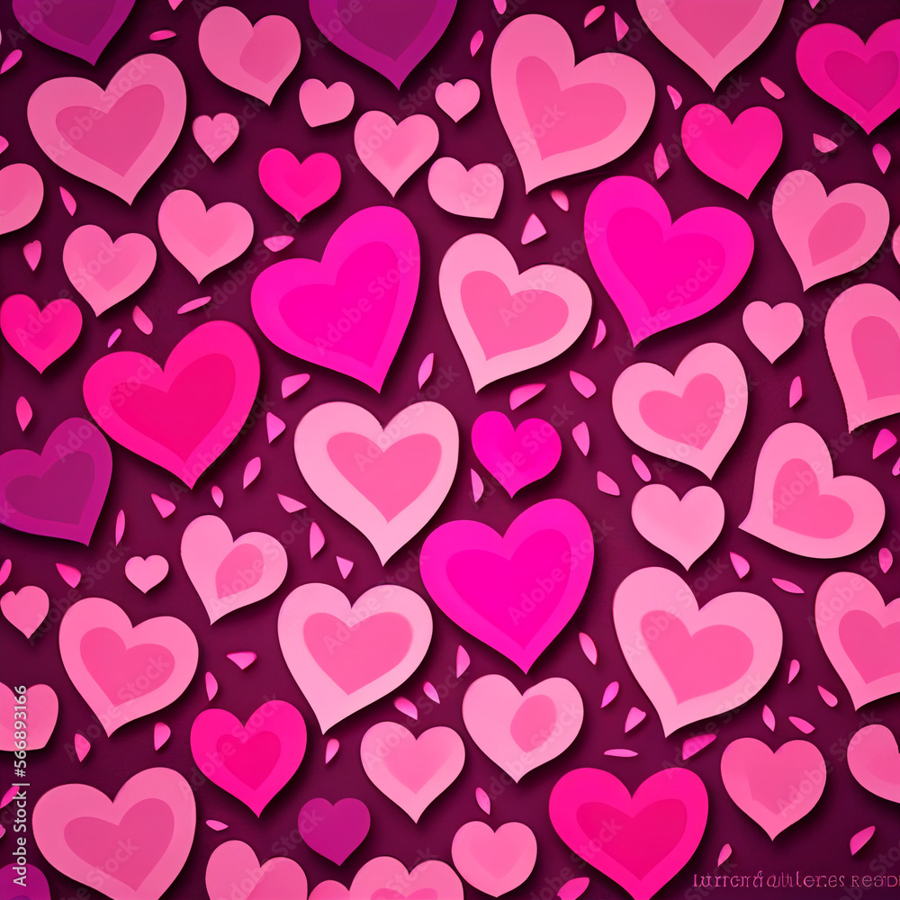 valentine pattern with pink hearts for valentine postcard, generative AI