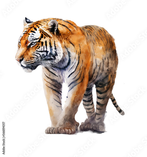 Tiger. An artistic  color and realistic isolated on a white background. Generative AI