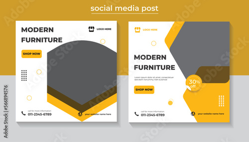 Modern furniture sale social media post and web banner template