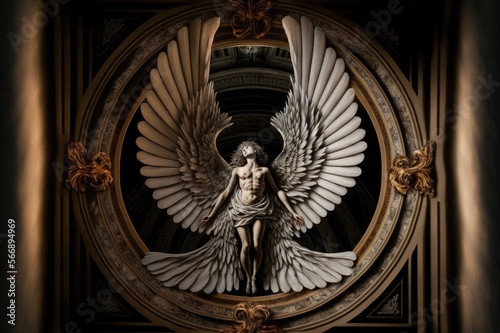 A statue of a fallen angel in a church  AI Generative