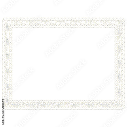 Beautiful floral lace frames or borders in square, vertical rectangle and horizontal rectangle. Off white color, isolated with transparent background. 