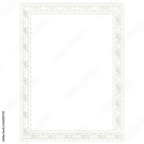 Beautiful floral lace frames or borders in square, vertical rectangle and horizontal rectangle. Off white color, isolated with transparent background. 