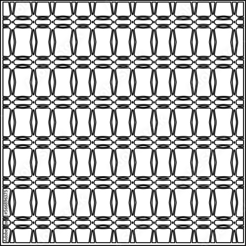 Stylish texture with figures from lines. Abstract geometric black and white pattern for web page, textures, card, poster, fabric, textile. Monochrome graphic repeating design.