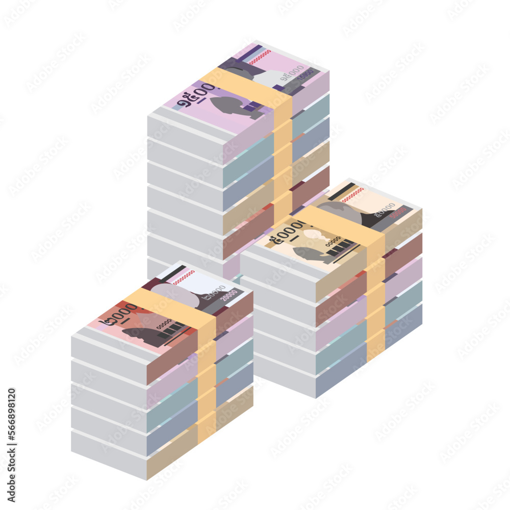 Cambodian Riel Vector Illustration. Cambodia money set bundle banknotes. Paper money KHR. Flat style. Isolated on white background. Simple minimal design. Cambodian Riel Vector Illustration. Cambodia money set bundle banknotes. Paper money KHR. Flat style. Isolated on white background. Simple minimal design.