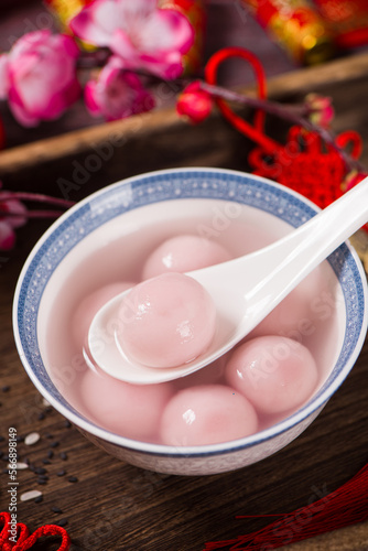 Tang Yuan(sweet dumplings balls) in a bowl. traditional cuisine food