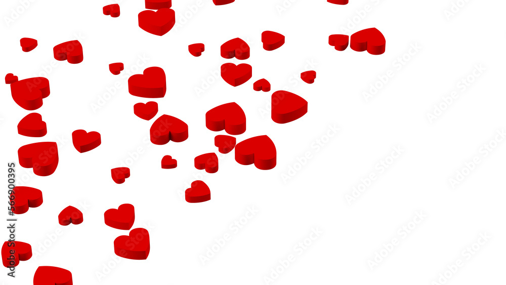 Red hearts of various sizes on white background. 3D illustration. PNG file format. Red hearts of various sizes on white background. 3D illustration. PNG file format.