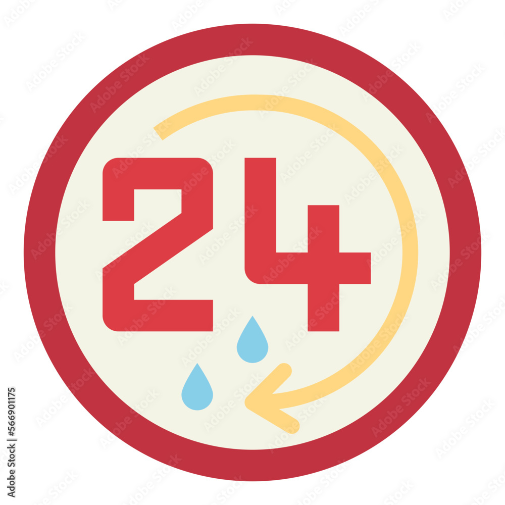 24 hours flat icon style