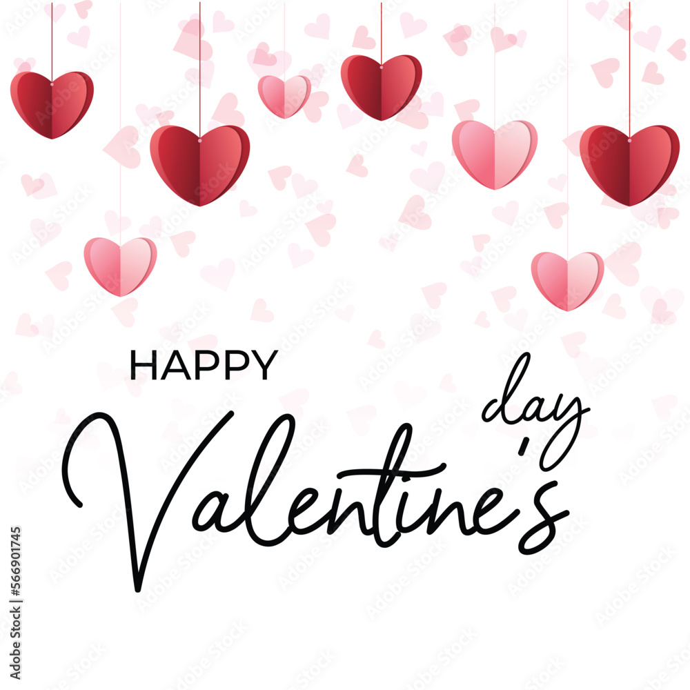 Valentine's day white background with heart pattern and typography of happy valentines day text