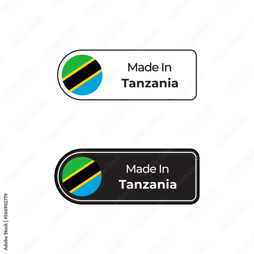 Made in Tanzania vector label with Tanzanian flag in two different styles Made in Tanzania vector label with Tanzanian flag in two different styles