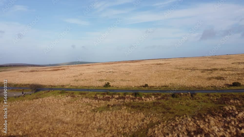 Descending Aerial Drone Over Beautiful Countryside Road with Cloudy Blue Sky in Exmoor UK 4K Descending Aerial Drone Over Beautiful Countryside Road with Cloudy Blue Sky in Exmoor UK 4K