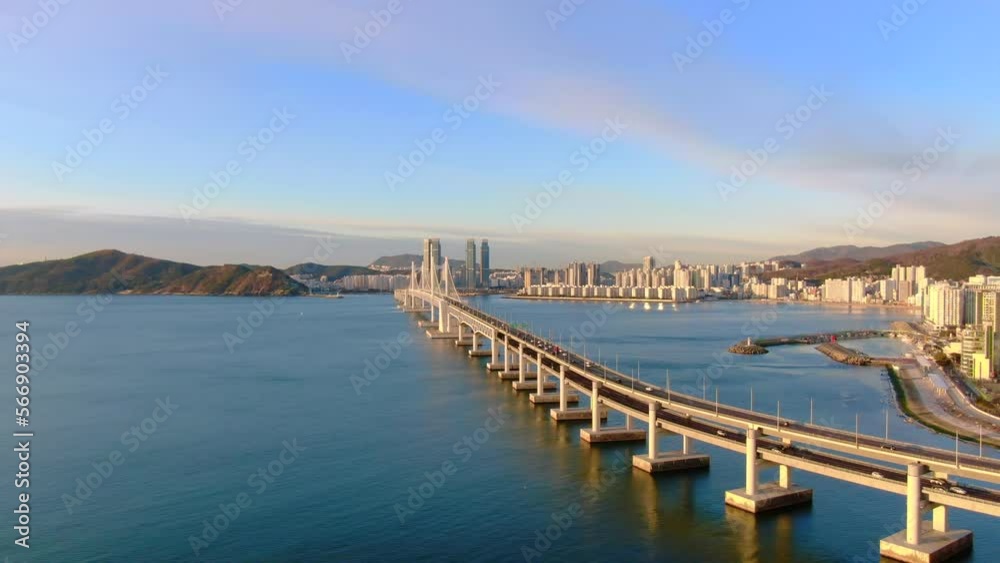 Gwagan Bridge, Busan Korea Drone Aerial View in 4K Gwagan Bridge, Busan Korea Drone Aerial View in 4K
