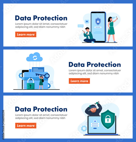 Global data security, personal data security, cyber data security online concept illustration, Internet security or information privacy & protection idea, software access data as confidential