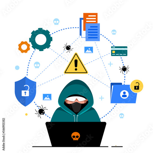 Global data security, personal data security, cyber data security online concept illustration, Internet security or information privacy & protection idea, software access data as confidential