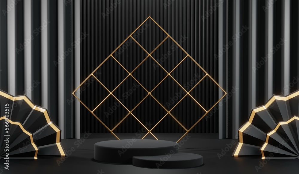 3D rendering of black and gold mockup background for black friday product on mockup 3D rendering of black and gold mockup background for black friday product on mockup