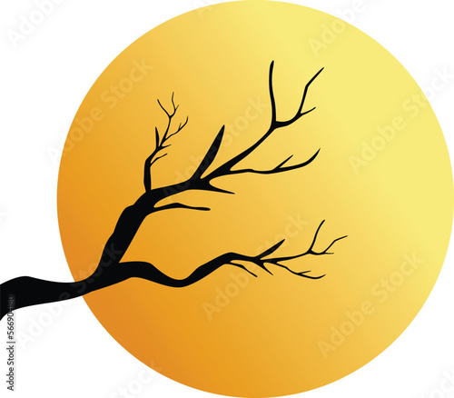 Full moon with trees at twilight