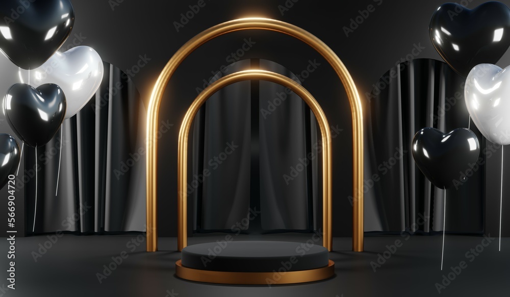 3D rendering of black and gold mockup background for black friday product on mockup 3D rendering of black and gold mockup background for black friday product on mockup