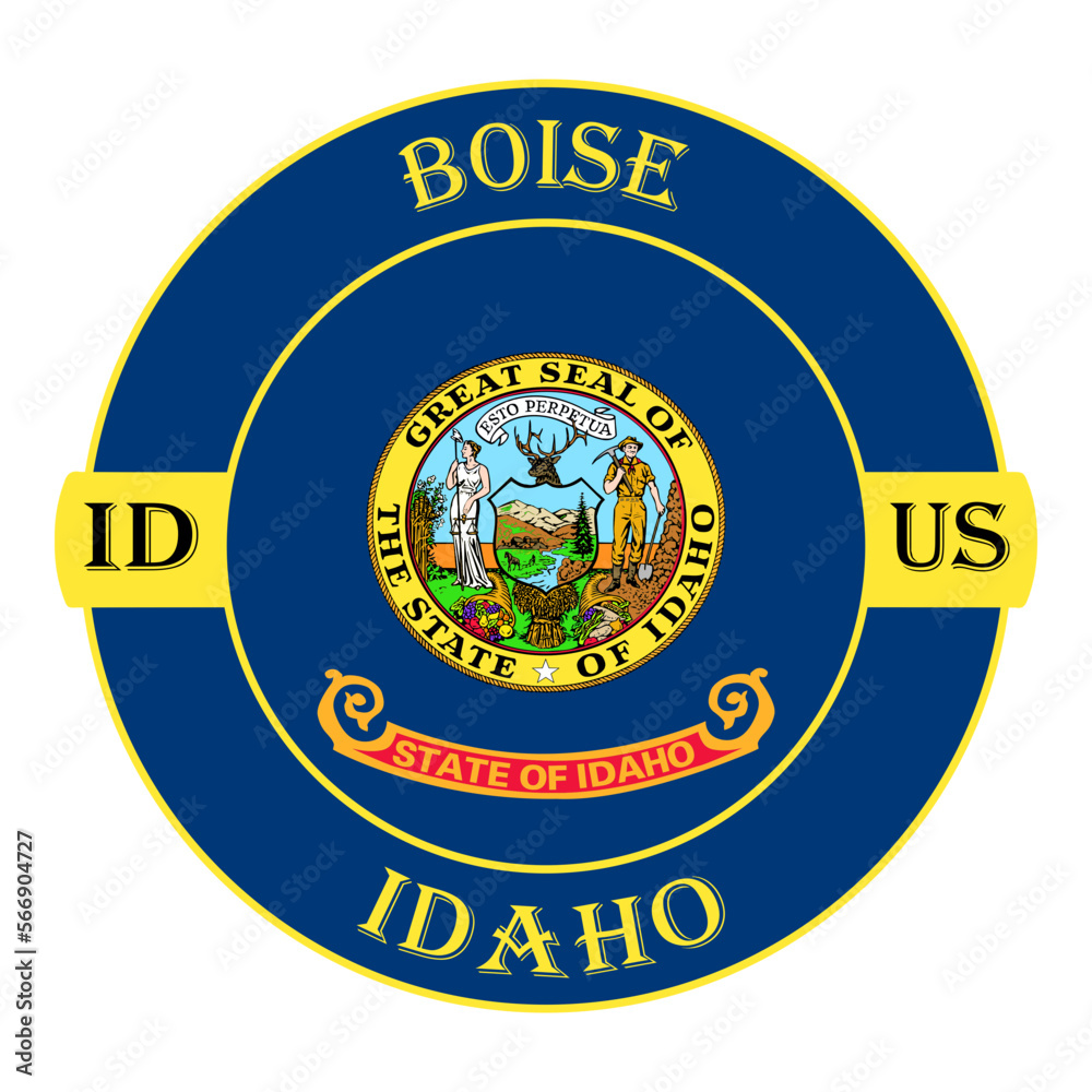 Boise Idaho Flag USA Travel Souvenir Seal Stamp Badge Sticker Logo Vector Illustration SVG EPS
