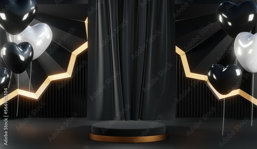 3D rendering of black and gold mockup background for black friday product on mockup 3D rendering of black and gold mockup background for black friday product on mockup