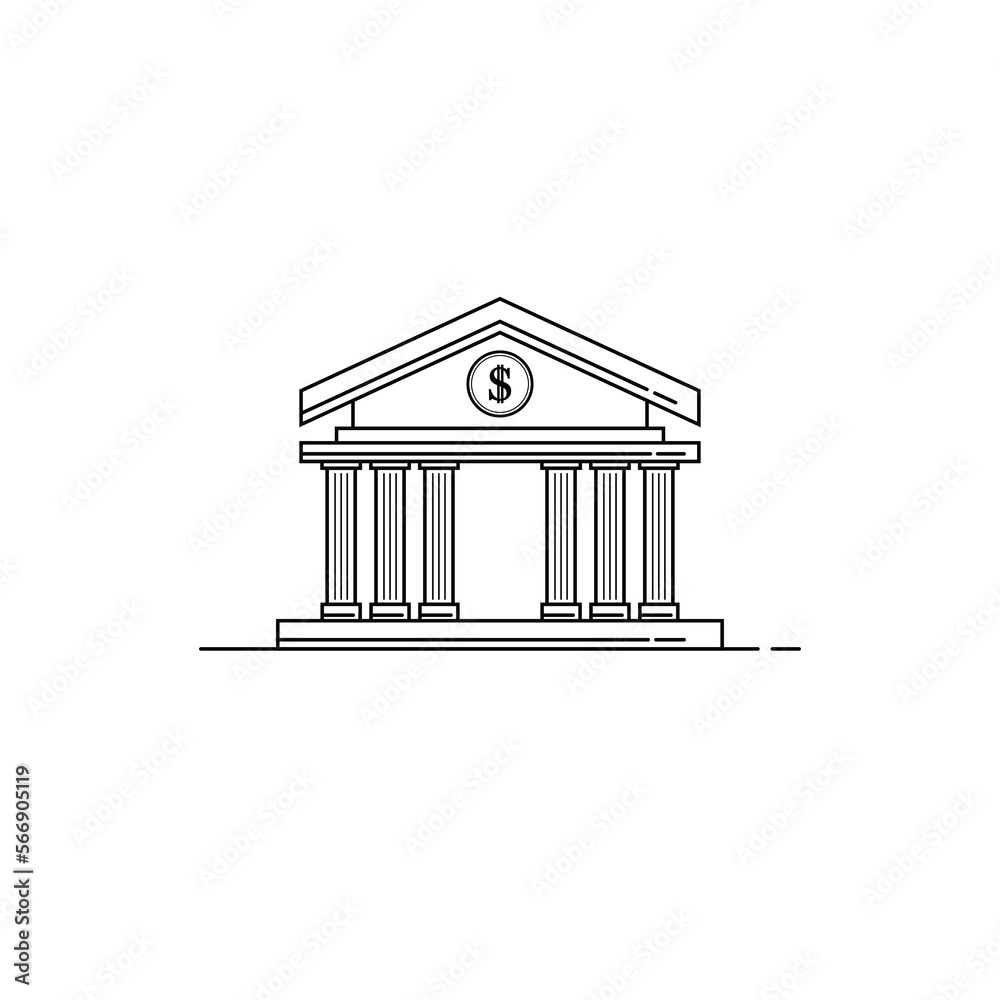 bank building icon isolated vector graphics
