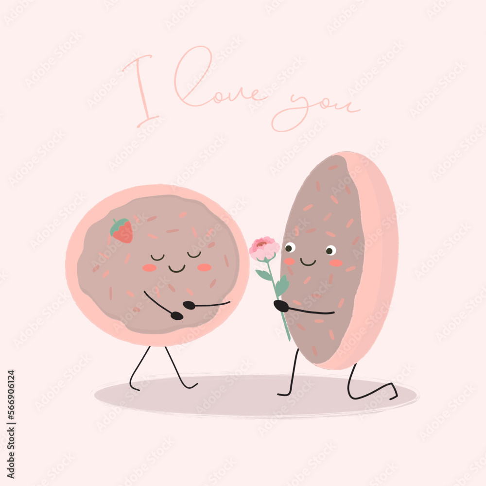 Cute cookies cartoon romantic couples in love Vector illustration Cute cookies cartoon romantic couples in love Vector illustration