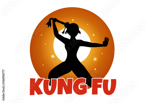 Kung Fu Illustration with People Showing Chinese Sport Martial Art in Flat Cartoon Hand Drawn for Web Banner or Landing Page Templates