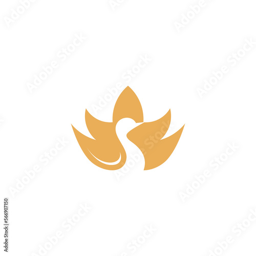 Swan logo design. Swan with negative space on white background.