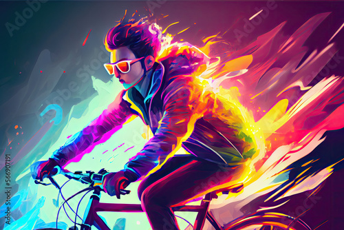 Colorful cyclist illustration