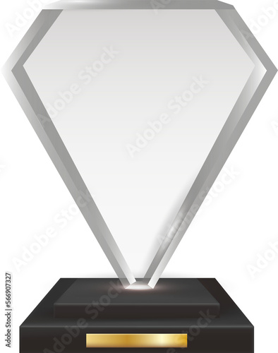 Transparent Realistic Blank Acrylic Glass Trophy Award