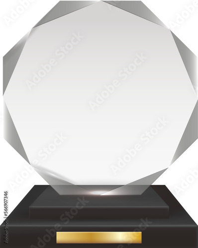 Transparent Realistic Blank Acrylic Glass Trophy Award