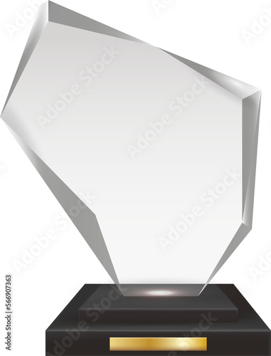 Transparent Realistic Blank Acrylic Glass Trophy Award