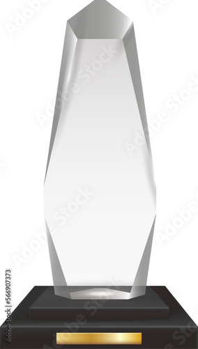 Transparent Realistic Blank Acrylic Glass Trophy Award