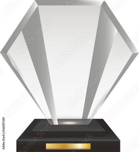 Transparent Realistic Blank Acrylic Glass Trophy Award