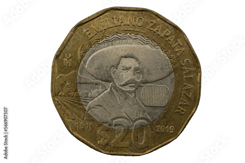 Centenario de la muerte de Emiliano Zapata moneda de 20 pesos mexicanos 1919 - 2019