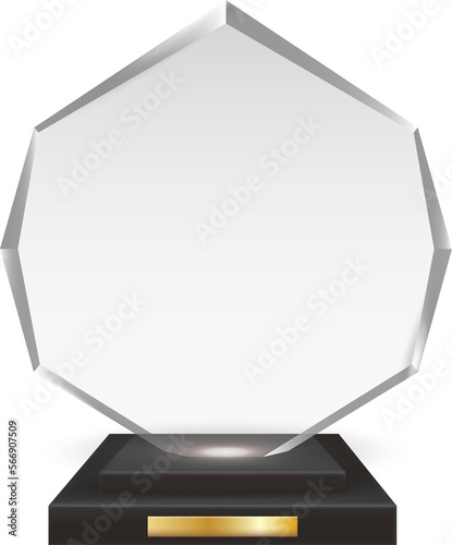 Transparent Realistic Blank Acrylic Glass Trophy Award