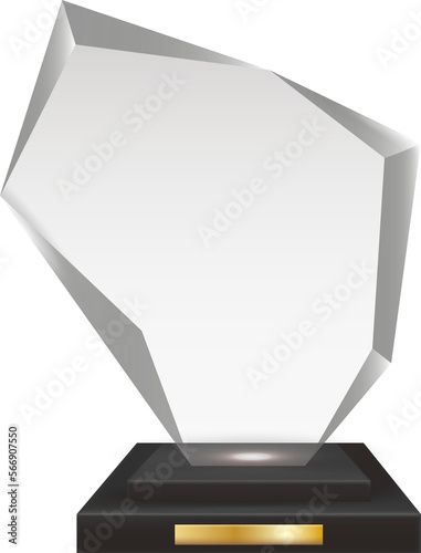 Transparent Realistic Blank Acrylic Glass Trophy Award