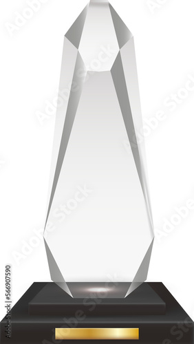 Transparent Realistic Blank Acrylic Glass Trophy Award