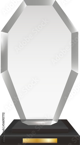 Transparent Realistic Blank Acrylic Glass Trophy Award