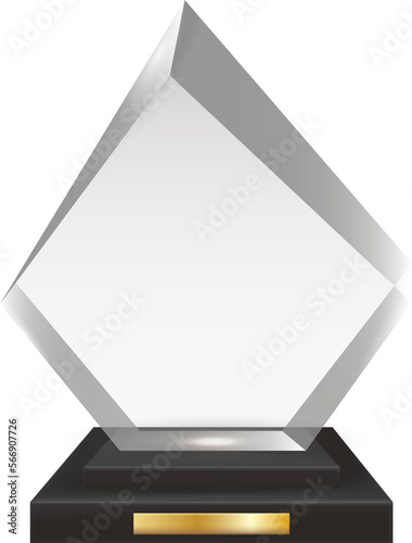 Transparent Realistic Blank Acrylic Glass Trophy Award