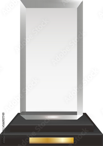 Transparent Realistic Blank Acrylic Glass Trophy Award