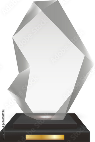 Transparent Realistic Blank Acrylic Glass Trophy Award