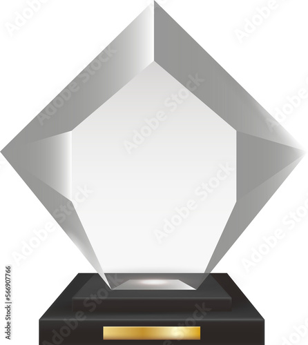 Transparent Realistic Blank Acrylic Glass Trophy Award