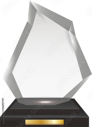 Transparent Realistic Blank Acrylic Glass Trophy Award
