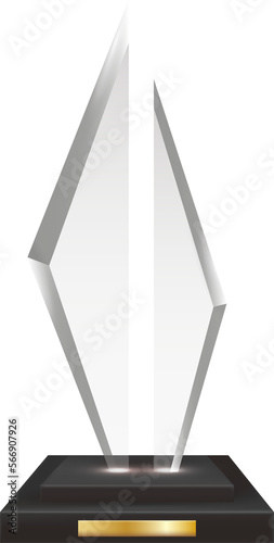 Transparent Realistic Blank Acrylic Glass Trophy Award