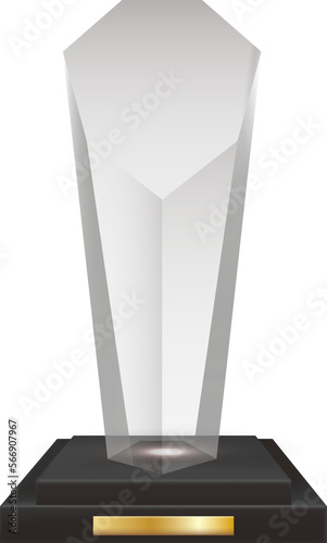Transparent Realistic Blank Acrylic Glass Trophy Award