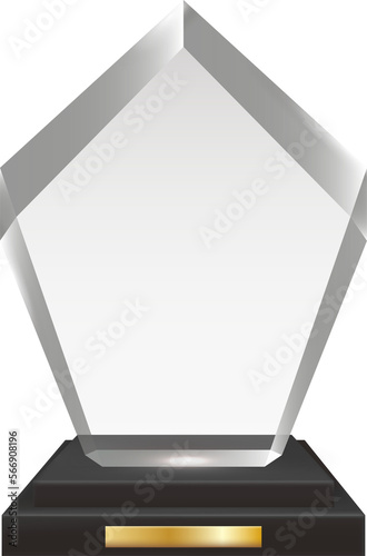 Transparent Realistic Blank Acrylic Glass Trophy Award